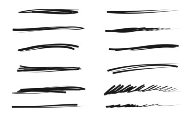 Poster - set of hand drawn lines. doodle design element with underline, scribble, swashes, swoops. swirl. vec