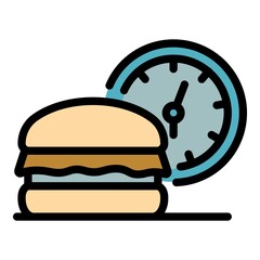 Wall Mural - Fast burger delivery icon. Outline fast burger delivery vector icon color flat isolated