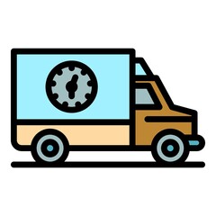 Poster - Truck parcel delivery icon. Outline truck parcel delivery vector icon color flat isolated