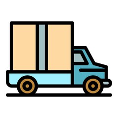 Poster - Van parcel delivery icon. Outline van parcel delivery vector icon color flat isolated