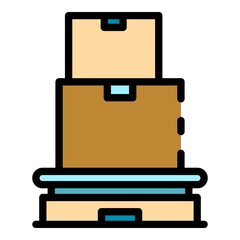 Poster - Parcel pallet icon. Outline parcel pallet vector icon color flat isolated