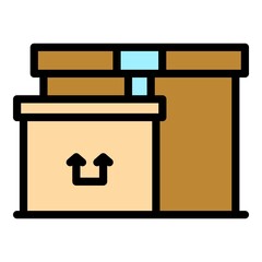 Poster - Postal parcel delivery icon. Outline postal parcel delivery vector icon color flat isolated