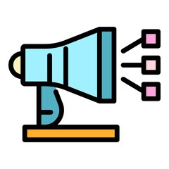 Poster - Megaphone and footnotes icon. Outline megaphone and footnotes vector icon color flat isolated