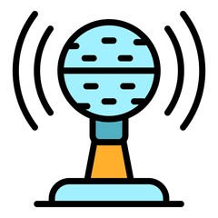Poster - Microphone icon. Outline microphone vector icon color flat isolated
