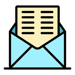 Poster - Letter in an envelope icon. Outline letter in an envelope vector icon color flat isolated