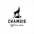 Chamois standing on the rocks with a classic style design