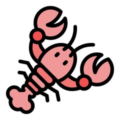 Sticker - Healthy lobster icon. Outline healthy lobster vector icon color flat isolated