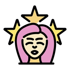 Poster - Tv presenter icon. Outline tv presenter vector icon color flat isolated