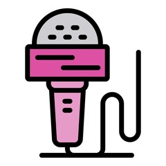 Poster - Tv reporter microphone icon. Outline tv reporter microphone vector icon color flat isolated
