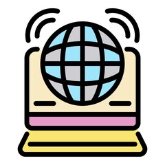 Poster - web global news icon. outline web global news vector icon color flat isolated
