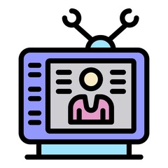 Poster - news tv live icon. outline news tv live vector icon color flat isolated