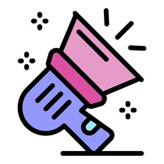 Poster - Tv megaphone icon. Outline tv megaphone vector icon color flat isolated