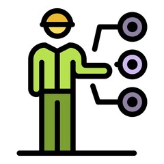 Poster - Communications engineer icon. Outline communications engineer vector icon color flat isolated