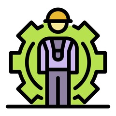 Poster - Machine gear engineer icon. Outline machine gear engineer vector icon color flat isolated