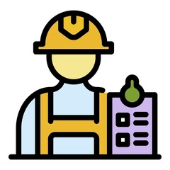 Poster - Engineer clipboard icon. Outline engineer clipboard vector icon color flat isolated