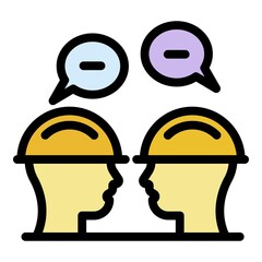 Poster - Communications engineer chat icon. Outline communications engineer chat vector icon color flat isolated