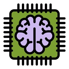 Poster - brain communication processor icon. outline brain communication processor vector icon color flat iso