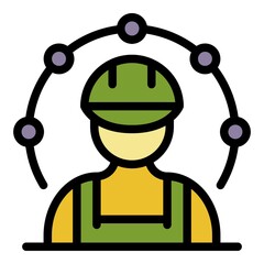 Poster - Communications antenna engineer icon. Outline communications antenna engineer vector icon color flat isolated