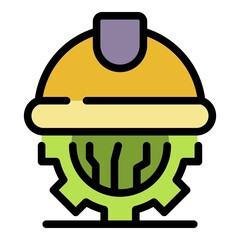 Poster - Network gear helmet icon. Outline network gear helmet vector icon color flat isolated