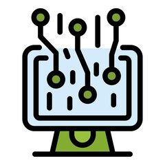 Poster - Engineer monitor icon. Outline engineer monitor vector icon color flat isolated