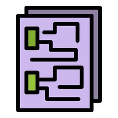 Poster - communications engineer plan icon. outline communications engineer plan vector icon color flat isola