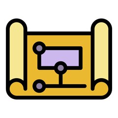 Poster - Communication electric plan icon. Outline communication electric plan vector icon color flat isolated