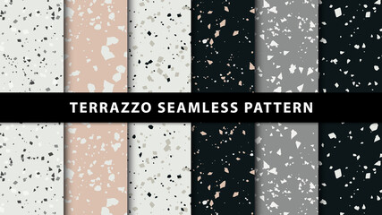 Wall Mural - set of terrazzo seamless patterns. premium vector