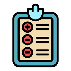 Poster - Tax inspector clipboard icon. Outline tax inspector clipboard vector icon color flat isolated