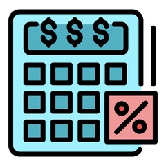 Poster - Percent calculator icon. Outline percent calculator vector icon color flat isolated