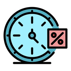 Poster - tax wall clock icon. outline tax wall clock vector icon color flat isolated