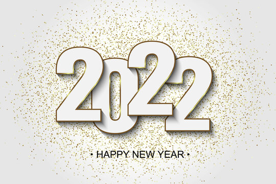 Happy new year 2022 cut paper background. Vector design