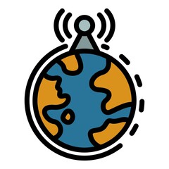 Poster - global radio tower icon. outline global radio tower vector icon color flat isolated