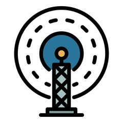 Poster - city radio tower icon. outline city radio tower vector icon color flat isolated