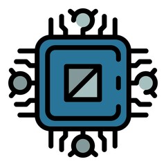 Poster - Radio processor icon. Outline radio processor vector icon color flat isolated