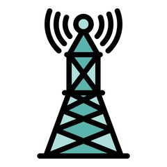 Poster - signal tower icon. outline signal tower vector icon color flat isolated