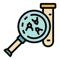 Poster - Tube and magnifier icon. Outline tube and magnifier vector icon color flat isolated