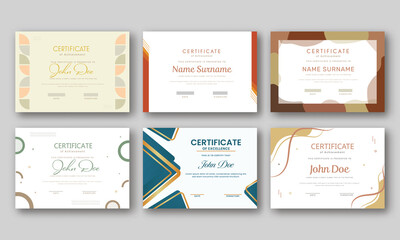 Sticker - Set Of Abstract Certificate Template Design On Gray Background.