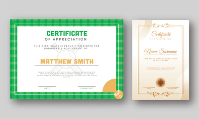 Sticker - Appreciation Certificate Template Design In Horizontal And Vertical Style.