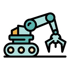 Poster - Robotic arm icon. Outline robotic arm vector icon color flat isolated