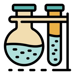 Poster - Tube and flask chemistry icon. Outline tube and flask chemistry vector icon color flat isolated