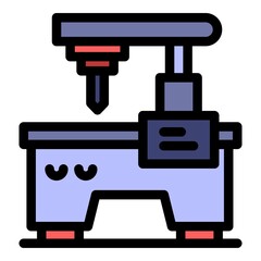 Poster - Milling machine metalwork icon. Outline milling machine metalwork vector icon color flat isolated