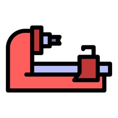 Poster - Computer milling machine icon. Outline computer milling machine vector icon color flat isolated