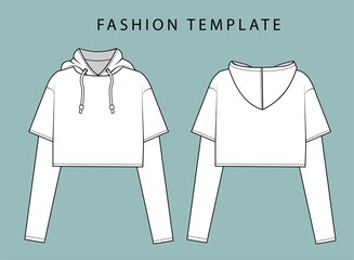 CROP HOODIE FASHION FLATS TEMPLATE