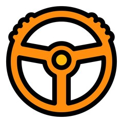 Poster - Computer steering wheel icon. Outline computer steering wheel vector icon color flat isolated