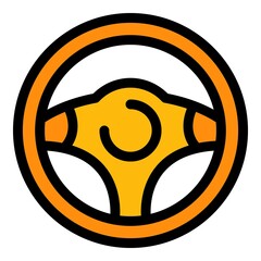 Poster - Vehicle steering wheel icon. Outline vehicle steering wheel vector icon color flat isolated