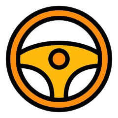Poster - Drive steering wheel icon. Outline drive steering wheel vector icon color flat isolated