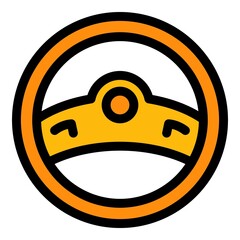 Poster - Metal steering wheel icon. Outline metal steering wheel vector icon color flat isolated