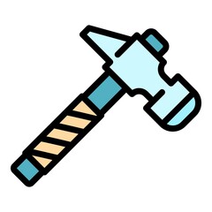 Sticker - Carpenter hammer icon. Outline carpenter hammer vector icon color flat isolated