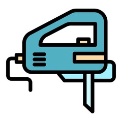 Poster - electric saw icon. outline electric saw vector icon color flat isolated