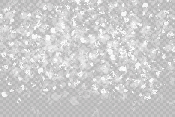 Wall Mural - falling snow on gray, vector. christmas weather. glow light effect.